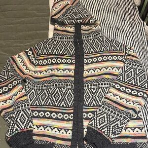 Colorful Long Hooded Cardigan with Pockets